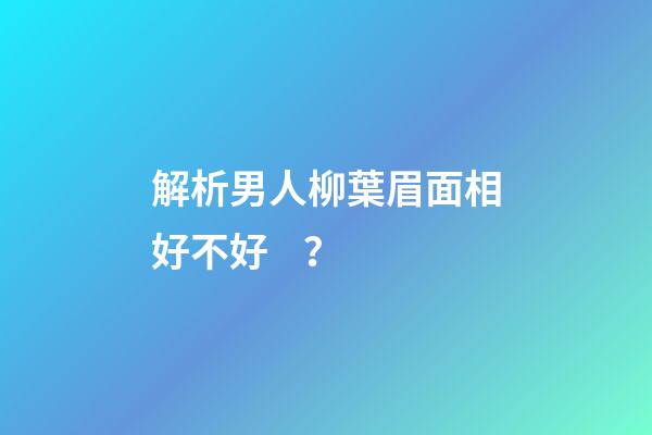 解析男人柳葉眉面相好不好？